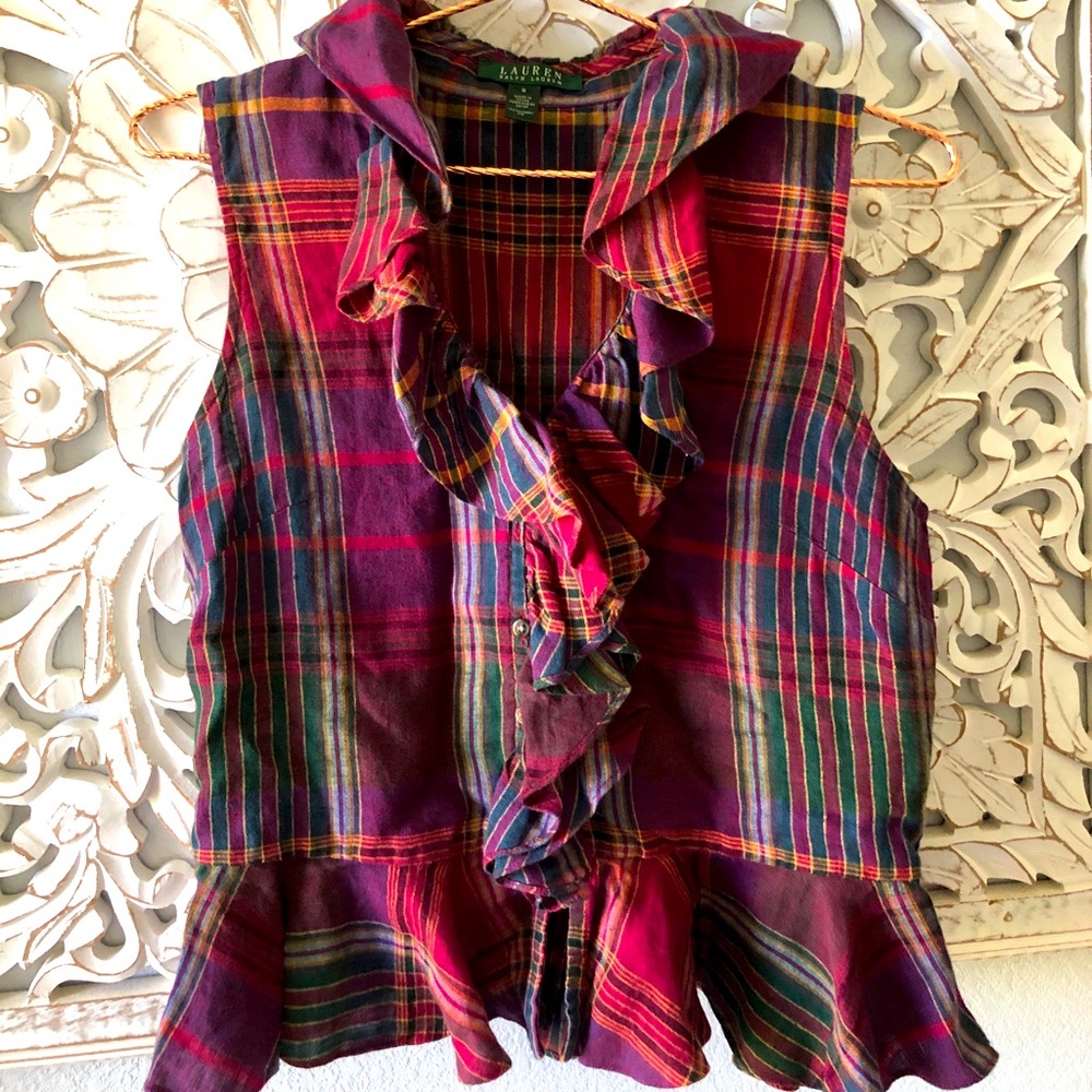 Ralph Lauren Madras Plaid Sleeveless Top